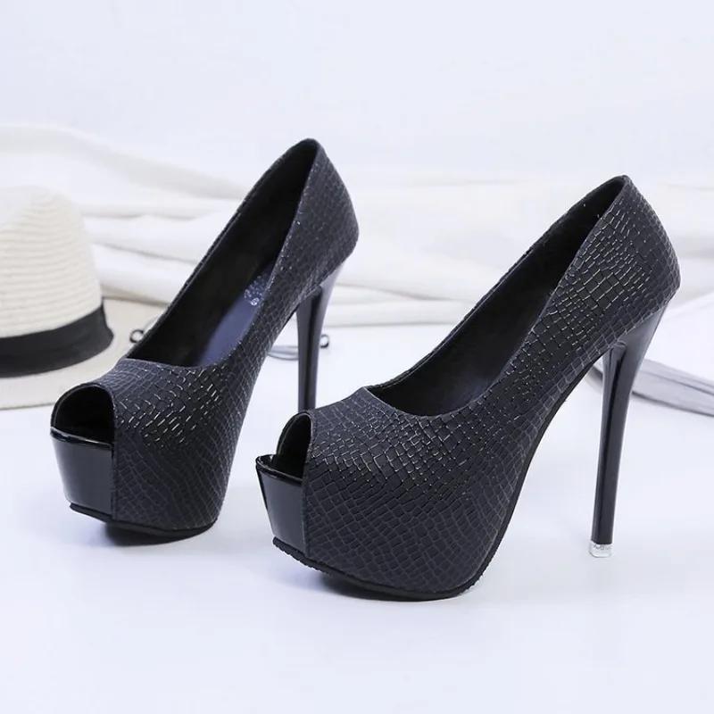 Platforms Pumps Shoes Woman High Heels  Ladies Shoes 2024 Waterproof Table Fishmouth Shallow Korean Night Club Female Pumps