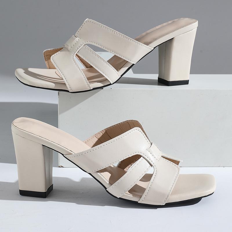 

Fashion Elegant Square Toe Gladiator Sandals Mujer Women 2025 Summer White High Heels Slippers Women Sexy Slip On Party Dress Shoes 43 белый
