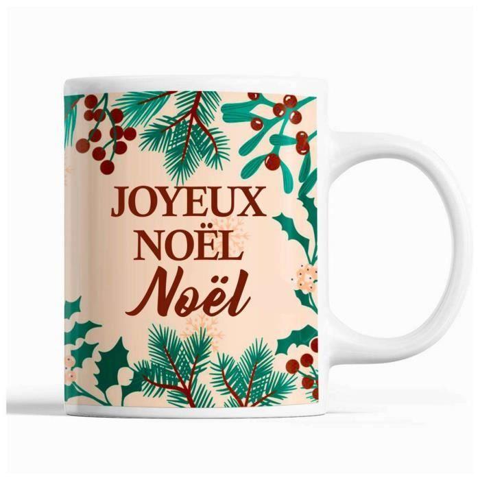 Mug - Noël Beige - Imprimé Recto/Verso - 325 ml - Résistant Lave-Vaisselle