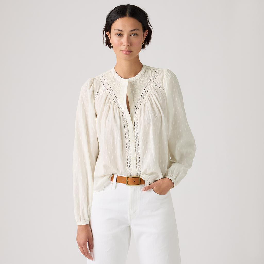 Levis French Puff Sleeve Shirt Women Tops 005EI-0004