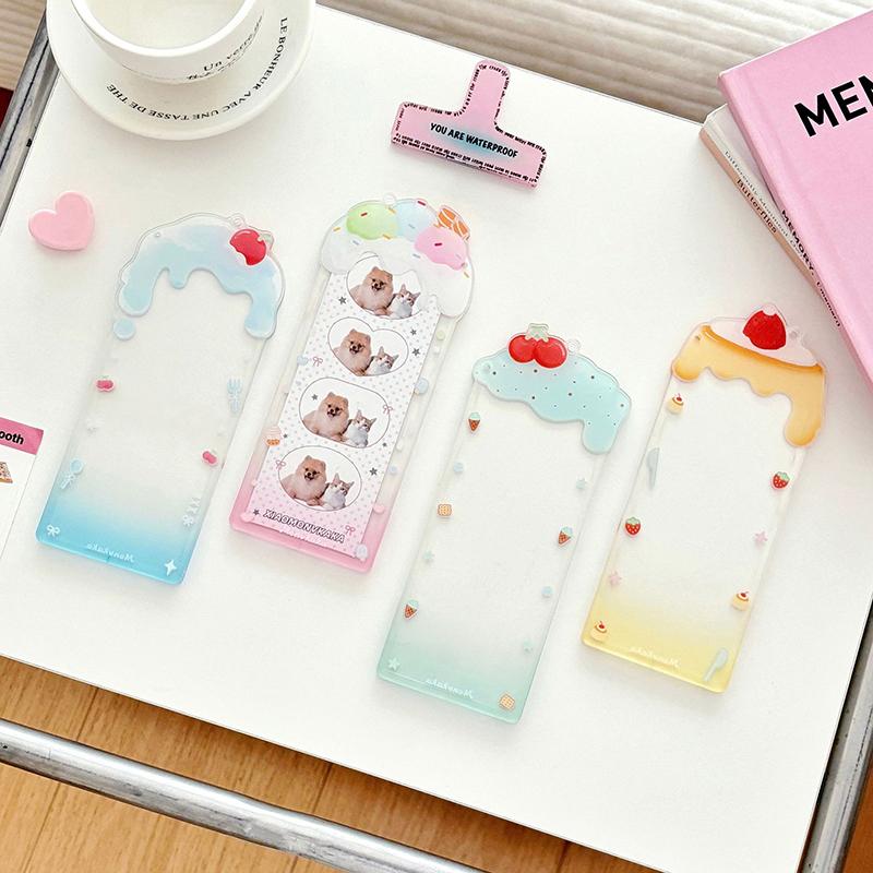 Acrylic Ice Cream Photocard Holder Cartoon Photo Booth Album For 2X6 Inch Photo Strips Wedding Album Bookmark Sleeve
