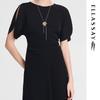 ELLASSAY Spring/Summer V-Neck Pleated Waist Triacetate Dress