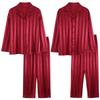 Women's Spring & Autumn Jacquard Stripe High-End Imitation Silk Pajamas Set - Outdoor Wearable