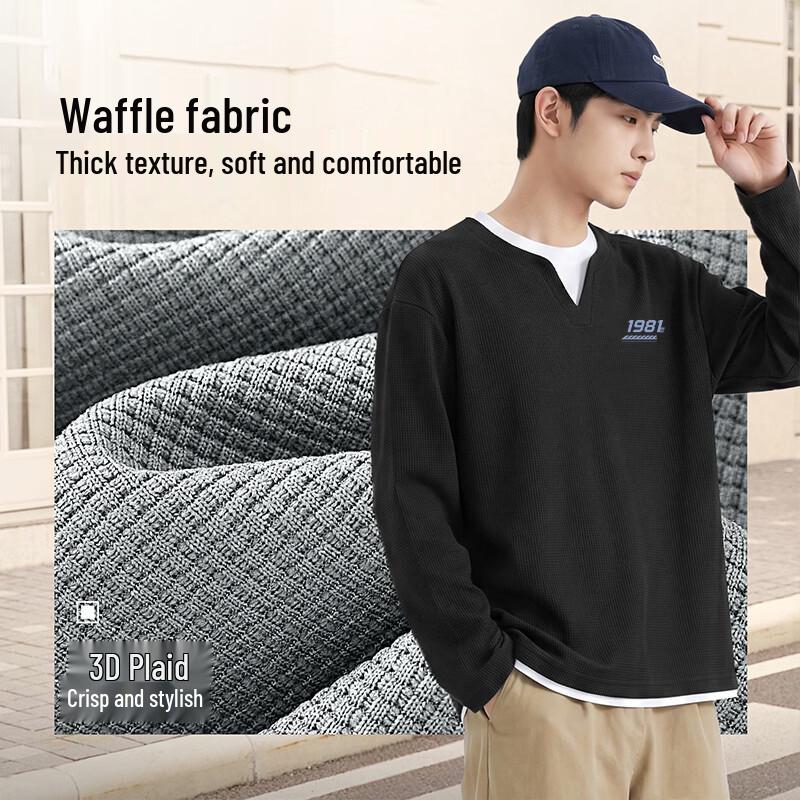 Baleno Men's Faux Two-Piece Long Sleeve Crew Neck T-Shirt