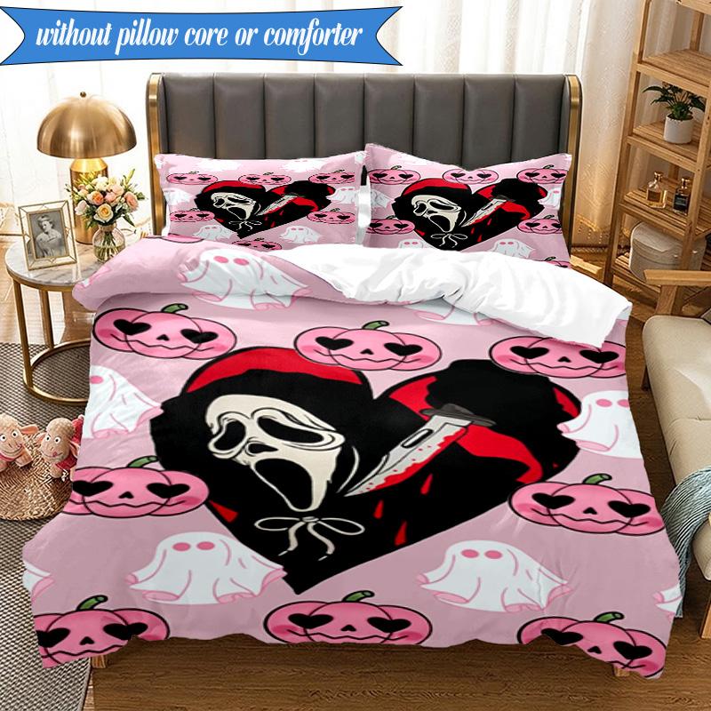 Horror Movie Characters 3pcs K-pop music group Bedding set,Ideal for Bedroom, Dormitory,Including Duvet Cover And 2pcs Pillowcases,Fan gifts