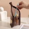EVA Mesh Folding Makeup Bag Waterproof Vertical Design Standing Toiletry Bag Large Capacity Zipper Closure Makeup Brush Holder
