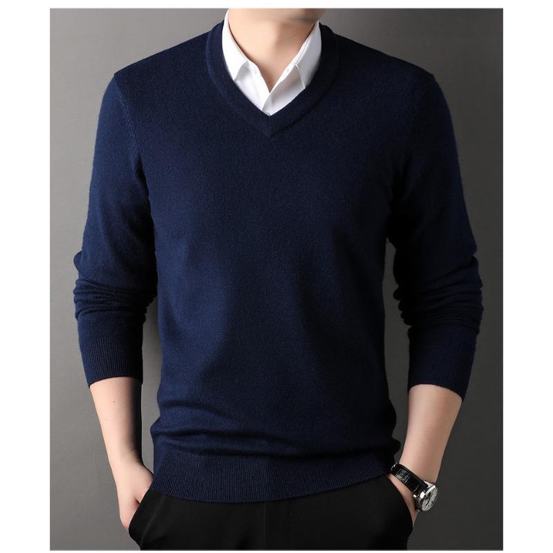 Men S Winter Thick V Neck Long Sleeve Pullover Knit Sweater