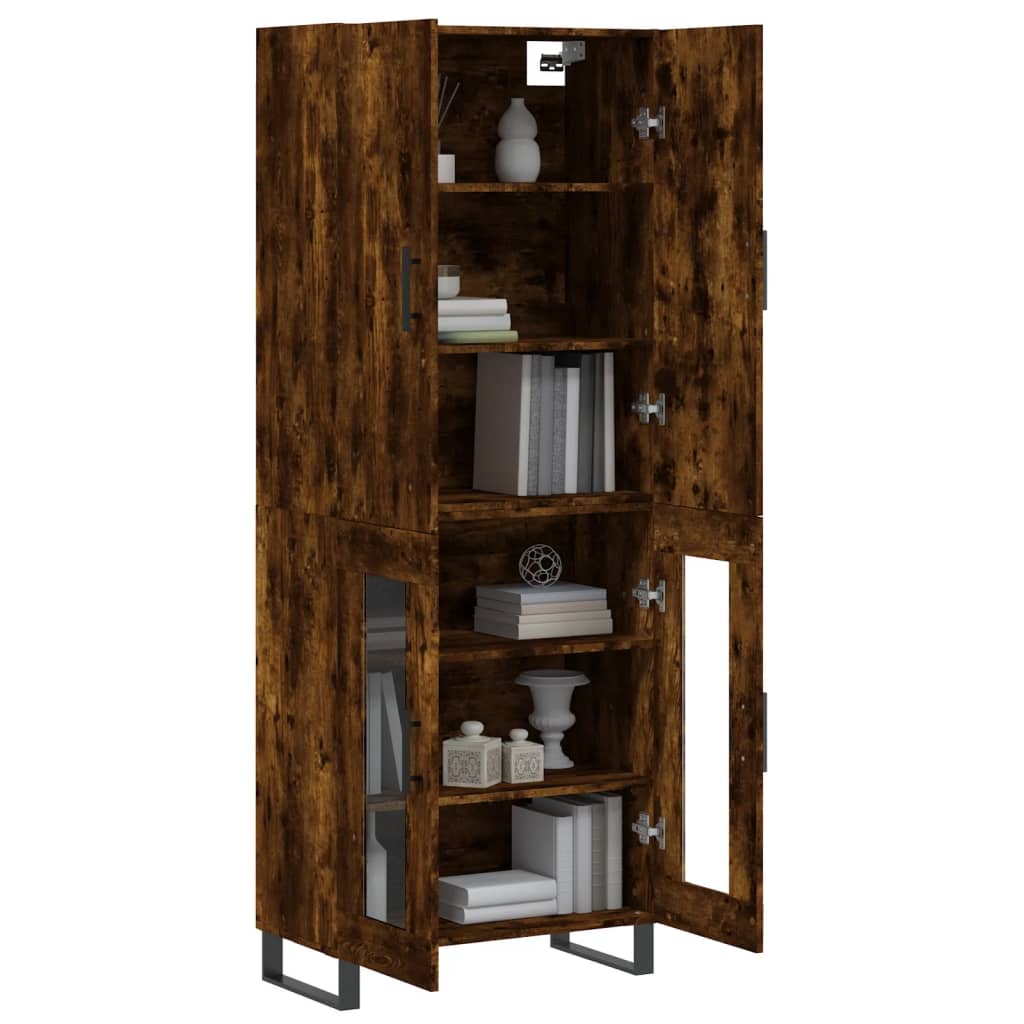 Highboard in Smoked Oak Finish 69.5 x 34 x 180 cm Engineered Wood