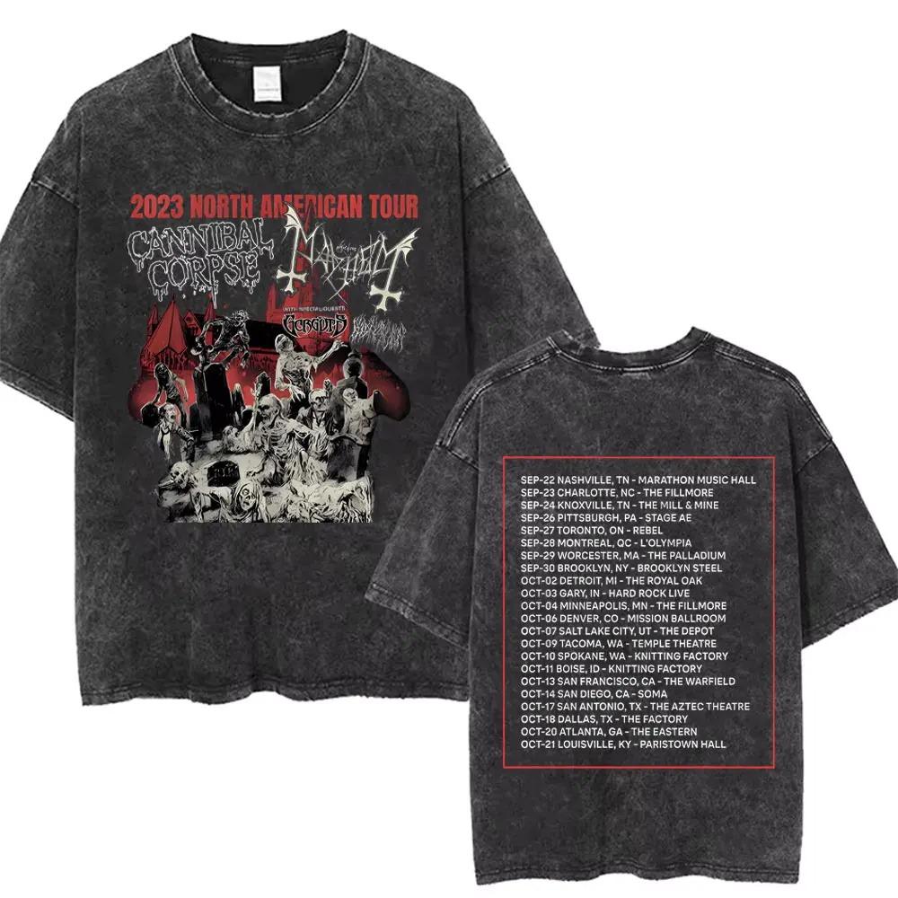 

Deathcrush Winds Mayhem Global Tour Mercah Vintage Washed Tshirt Unisex Women Classic Death Black Metal Rock Fashion Streetwear 2XL