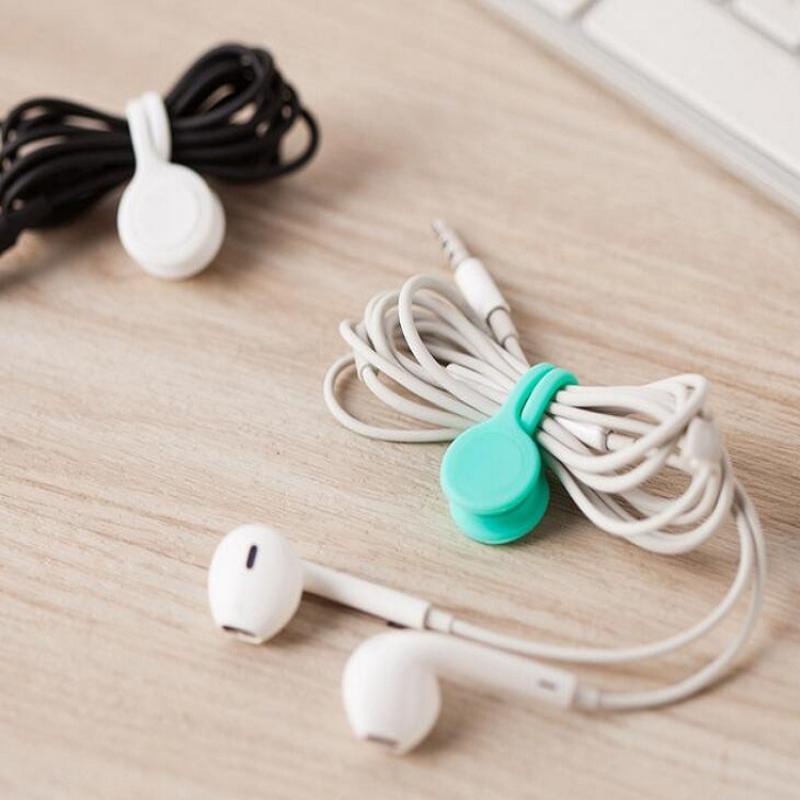 10Pcs Magnetic Silicone Earphone Cord Winder Cable Holder Multifunction Home Office Headphones USB Cable Wire Organizer Accessories