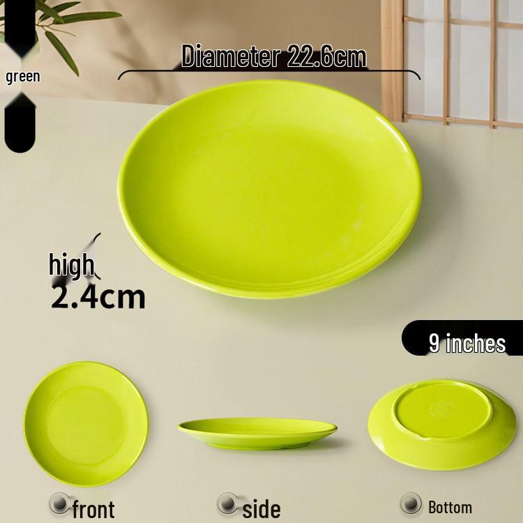 Melamine Round Plate: Porcelain-Look, Two-Color, for Commercial Use In Restaurants and Buffets - Perfect for Fast Food, Rice Bowls, and Cold Dishes.