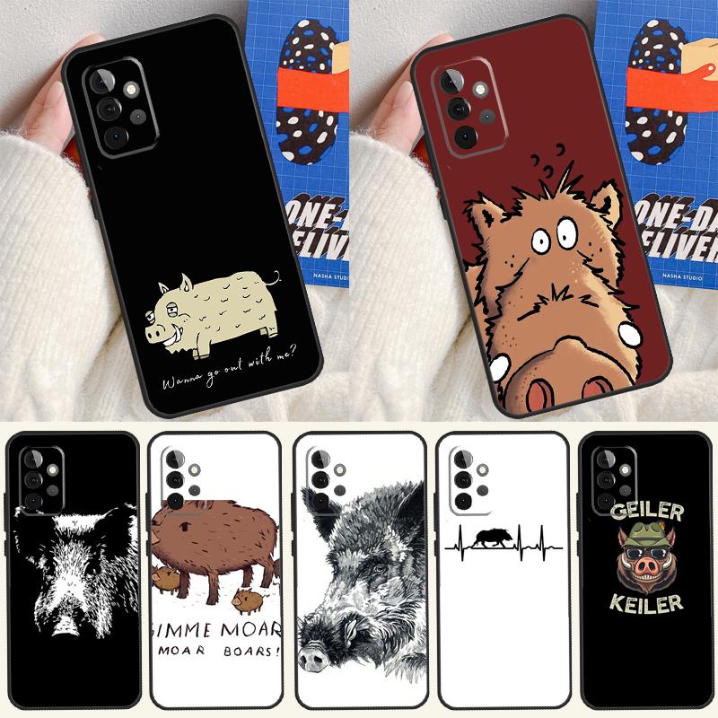 Süßes Wildschwein lustige Cartoon Hülle Für Samsung Galaxy A22 A16 A33 A36 A56 A26 A15 A55 A53 A35 A32 A52 A54 A34 A14 A05 A06