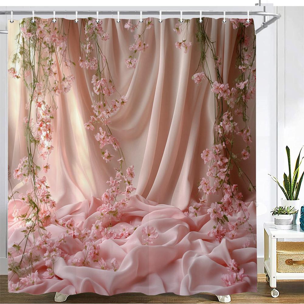 

Imitate Purple Romantic Flower Art Background Shower Curtain Bath Curtain Printing Bathroom Curtains For Home Decoration Curtain W60H190(CM)-1 Pcs