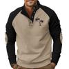 Men's Drop-Shoulder Sleeve Casual Printed Stand-Up Collar Loose-Fit Corduroy Patchwork Sports Sweatshirt