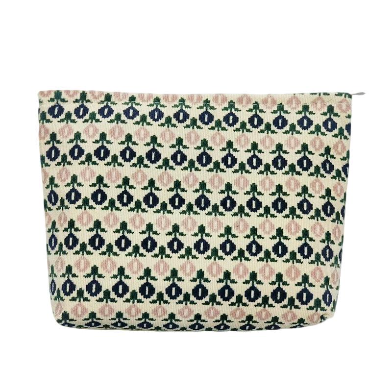 

Retro Floral Corduroy Cosmetic Bag - Women s Portable Travel Toiletry Storage with Customization Options 26 x 18.5 cm