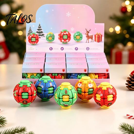 Stressabbau-Spielzeug für Kinder Zum Drücken und Drehen Fidget Ball, Verwandlungsfähiger Spinner Sensorische Nikolaus-Füllung Spielzeug für Erwachsene Teenager, Angst-Fokus-Spielzeug, Weihnachten