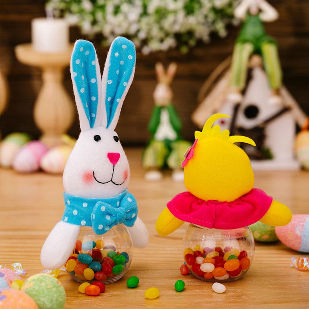 1-6pcs Easter Bunny Candy Box Transparent Jar Easter Gift Box Storage Container For Easter Basket Stuffers & Decorations