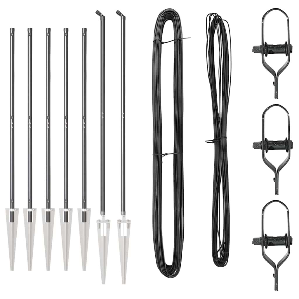 Fence Posts with Drive In Sleeve 7 Pcs Grey