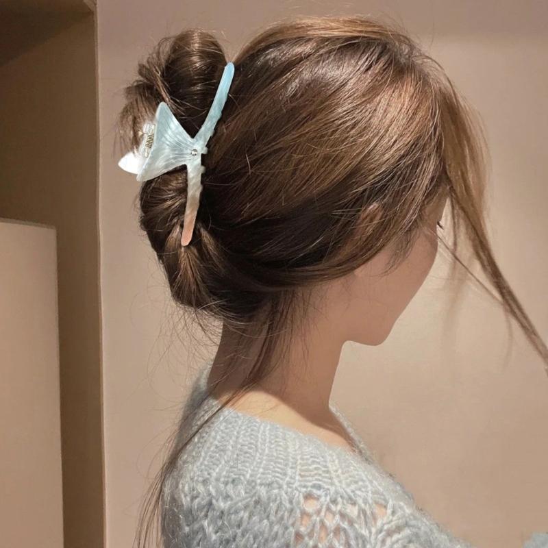 Multicolor Acetate Hair Claw Clip With Fish Tail Design Nonslip Hair Clip For Women Beach Vacation Hair Accessories