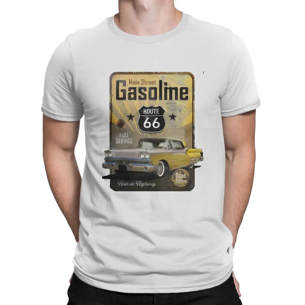 Route 66 Gasoline Unique TShirt Vintage 66 Route Casual T Shirt Summer Stuff For Men Women