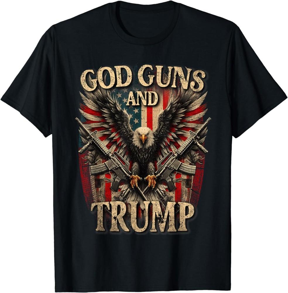 God Guns And Trump 2nd Amendment Flag Eagle American Flag Unisex T-Shirt