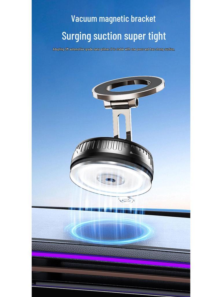 Foldable Magnetic Phone Holder with Adjustable Height and Rotation - Vacuum Suction Car Mount