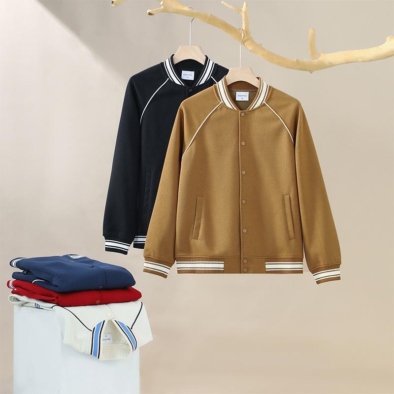 Autumn/Winter Color Block Unisex Cotton Blend Baseball Jacket - Heavyweight 380g College Style Hoodie Cardigan