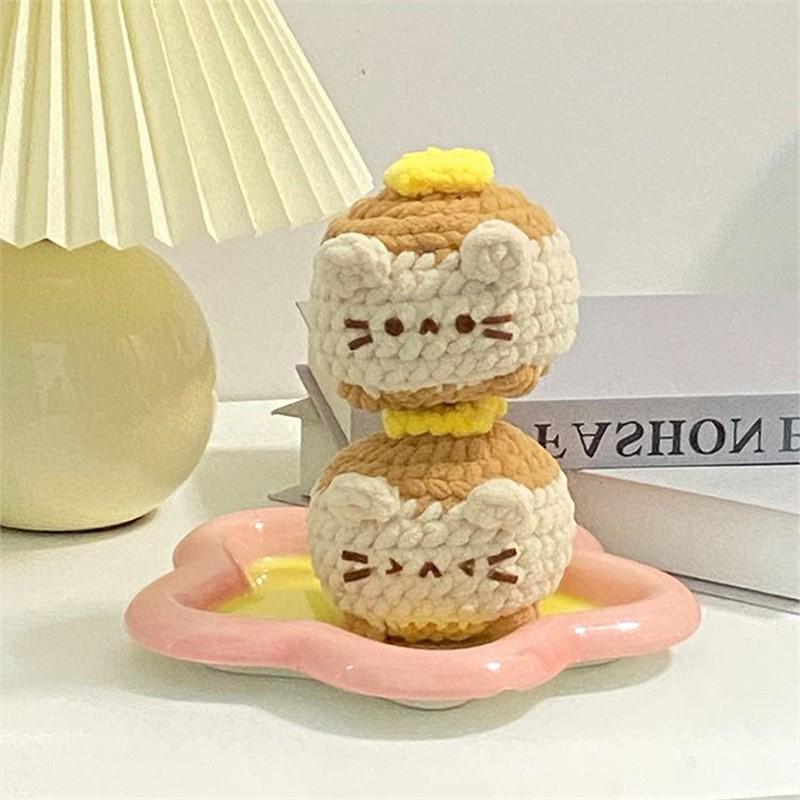 

Набор для начинающих «Сделай сам»: Толстая пряжа Крючком Пушистый Блин Кот Кукла 10cm