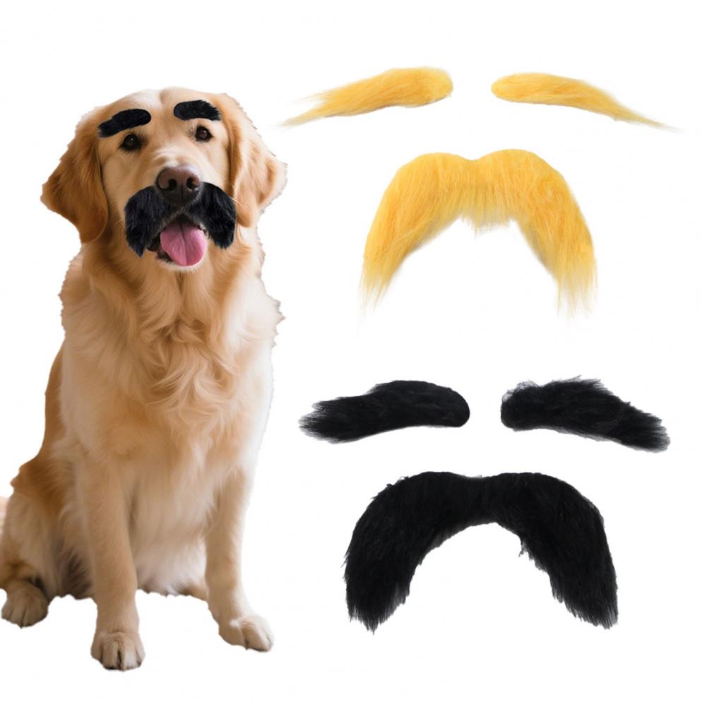 Hilarious Pet Mustache Pet Meme Props Pet Cosplay Props Set Self Adhesive Fake Eyebrows Moustache Facial Hair Dress Up for Dog