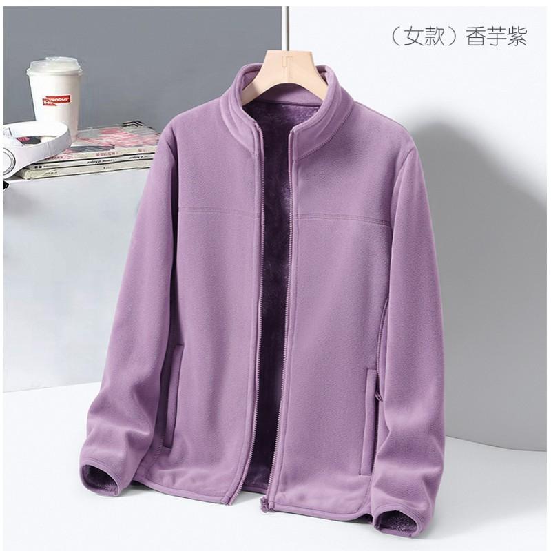 Mens Womens Fleece Jacket With Stand Collar Warm Thick Outdoor Pullover Hiking Camping Fall Winter
