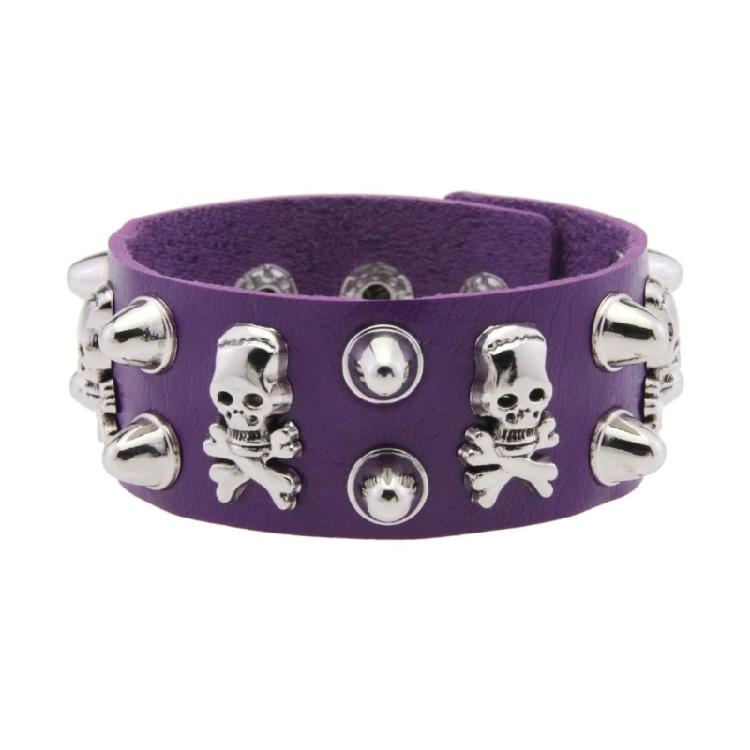 Unisex Punk Jewelry Pieces Featuring Wide Leather Band and Rebellious Skull Embellishments for Daily Wear
