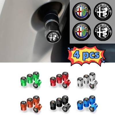 4pcs Car Wheel Tire Valve Caps Tyre Stem Airdust Waterproof For Giulietta GT 159 147 156 Mito Brera Giulia Spider F1