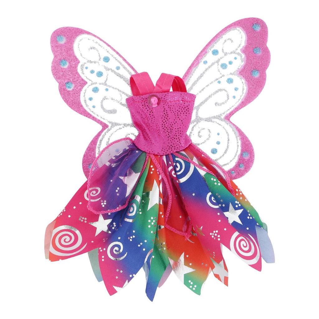 Fashion Doll Dress with Wing Fairy Tale Mini Gown Pink Clothes for Barbie Doll 11.5'' Kids Toy Accessories