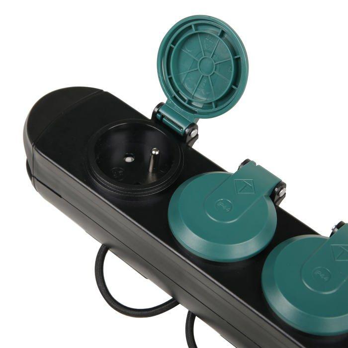 Bloc multiprises - electraline - 30923 - 3 prises - câble 1,4 m - ip44 extérieur