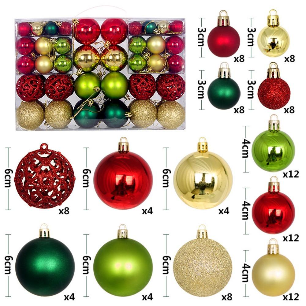 High-quality Plastic Christmas Ball Set 8 Colors 3-6cm Xmas Ornament Ball Suspensable Xmas Baubles Party