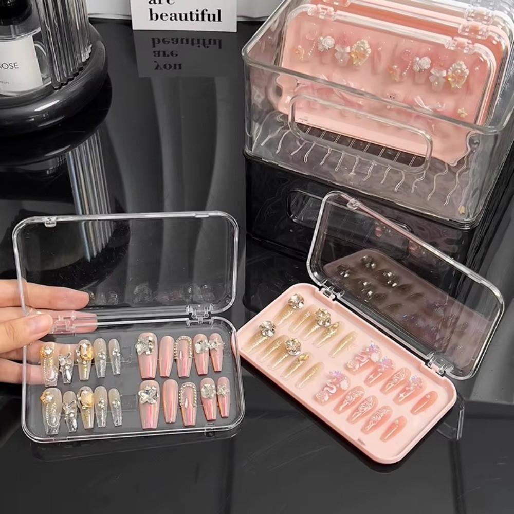 Rectangle Clear Jewelry Box Plastic Packaging Box Nail Storage Case For False Nails Display