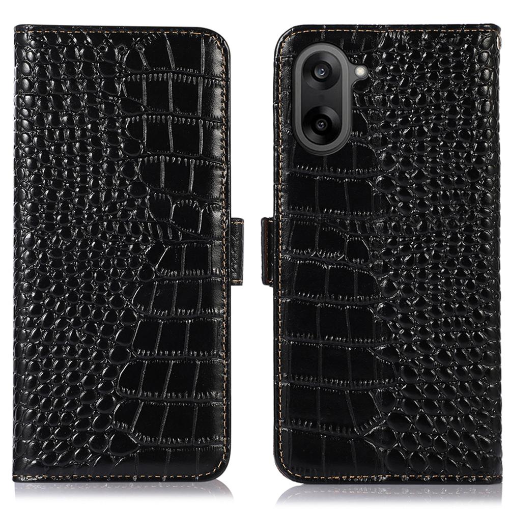 For OnePlus Nord CE 5G/Ace 5 Racing 5G Case RFID Blocking Wallet Crocodile Texture Genuine Cow Leather Phone Cover