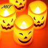 Scary Theme Party Supplies 6 Pcs Battery Operated Flameless Tea Lights, Orange Flickering Electric Fake Halloween Led Candle Candles, Spooky
