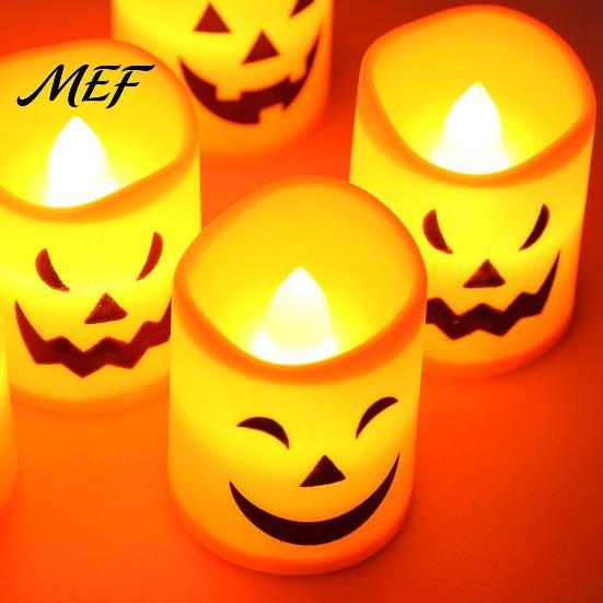 Scary Theme Party Supplies 6 Pcs Battery Operated Flameless Tea Lights, Orange Flickering Electric Fake Halloween Led Candle Candles, Spooky