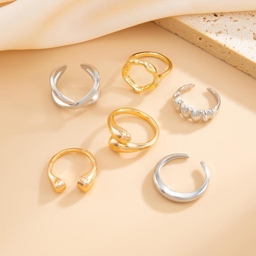 Elegant Geometric Alloy Ring: Versatile Open Band with High-End Design for Women
