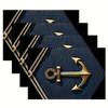 4 Ocean Anchor Pattern Placemats, 100% Rectangular Table Mats, Hand Washed, Size 12x18 Inches, Suitable for Dining, Kitchen, Party and Home Decoration