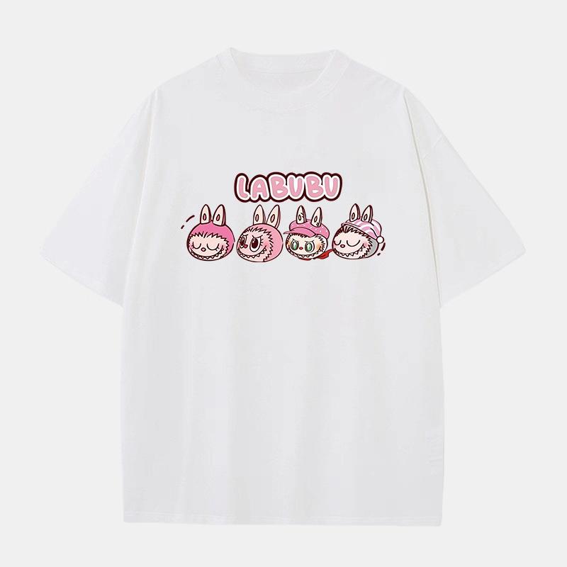 Summer Womens T Shirt Labubu Printed Oversized Short Sleeve Oversized Tops Woman Daily Versatile Clothing