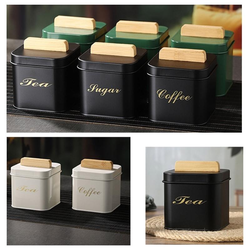 Tees Kaffee Süßigkeitenbehälter mit Bambusdeckel für Küchentheke Multifunktionales versiegeltes Vorratsglas für trockene Lebensmittel