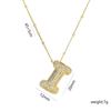 Elegante Collana con Ciondolo Alfabeto in Oro 18 Carati Placcato Zircone