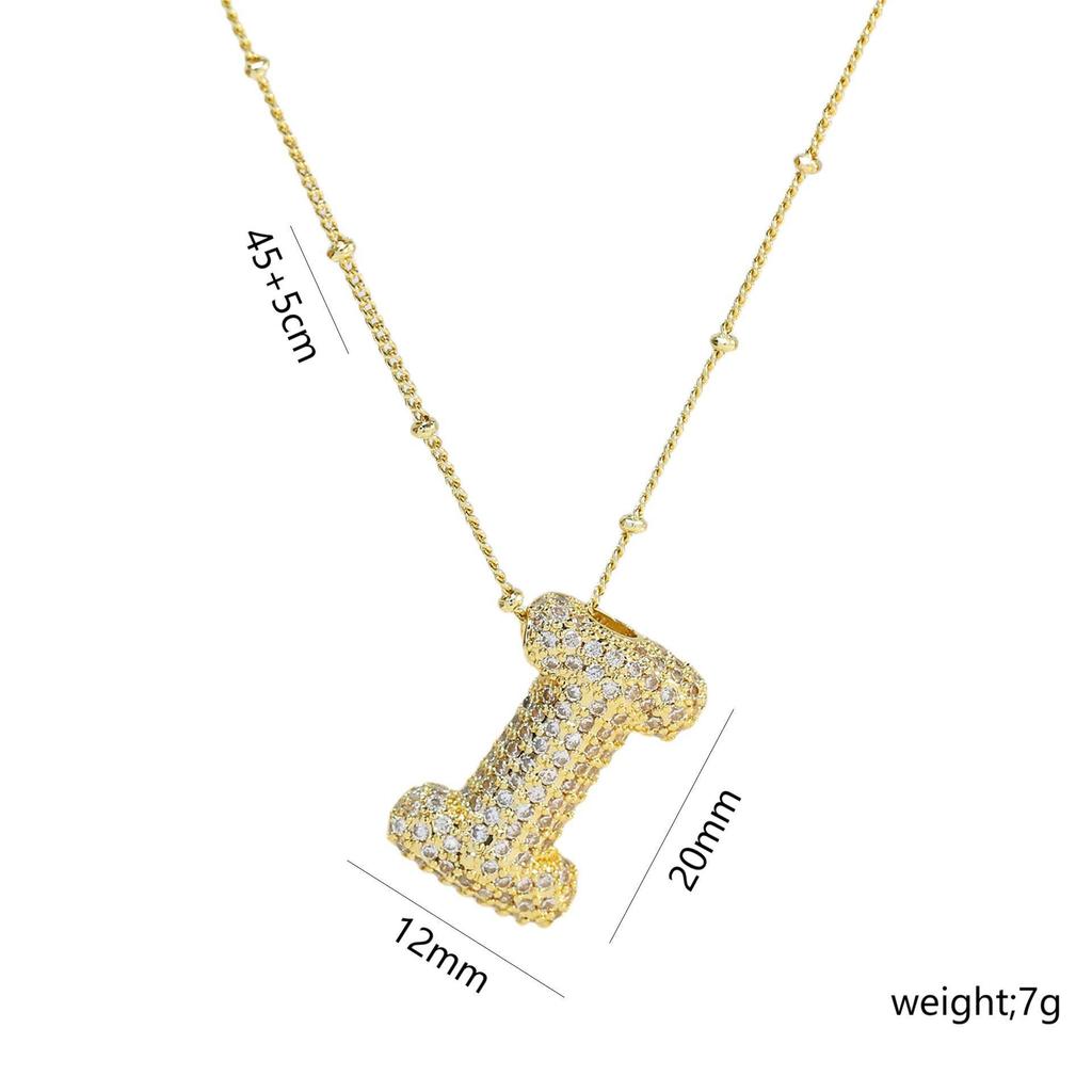 Elegante Collana con Ciondolo Alfabeto in Oro 18 Carati Placcato Zircone
