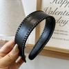Non-Slip Leather Headband Solid Color Wide Edge Hairband Vintage Women Hair Hoop  Lady