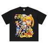 Sailor Moon T-shirt Moon Hare Cartoon Printed Short Sleeve Cotton Heavy Retro Men's and Women's Streetwear