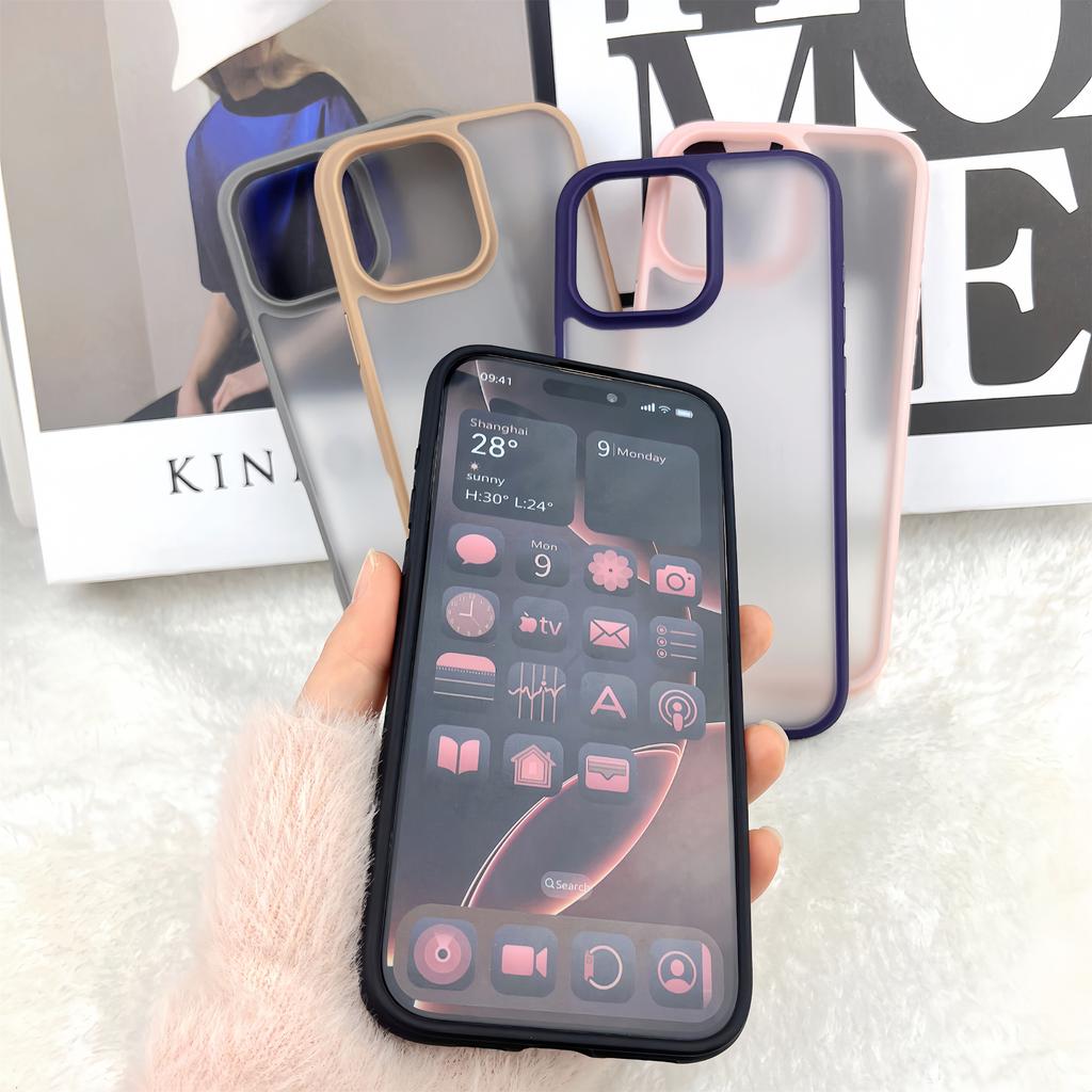 For iPhone 16 Pro Case Curved Frame PC + TPU Phone Cover Anti Drop Protection