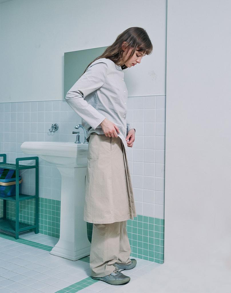 HENNIT Layered Skirt Pants (Beige)