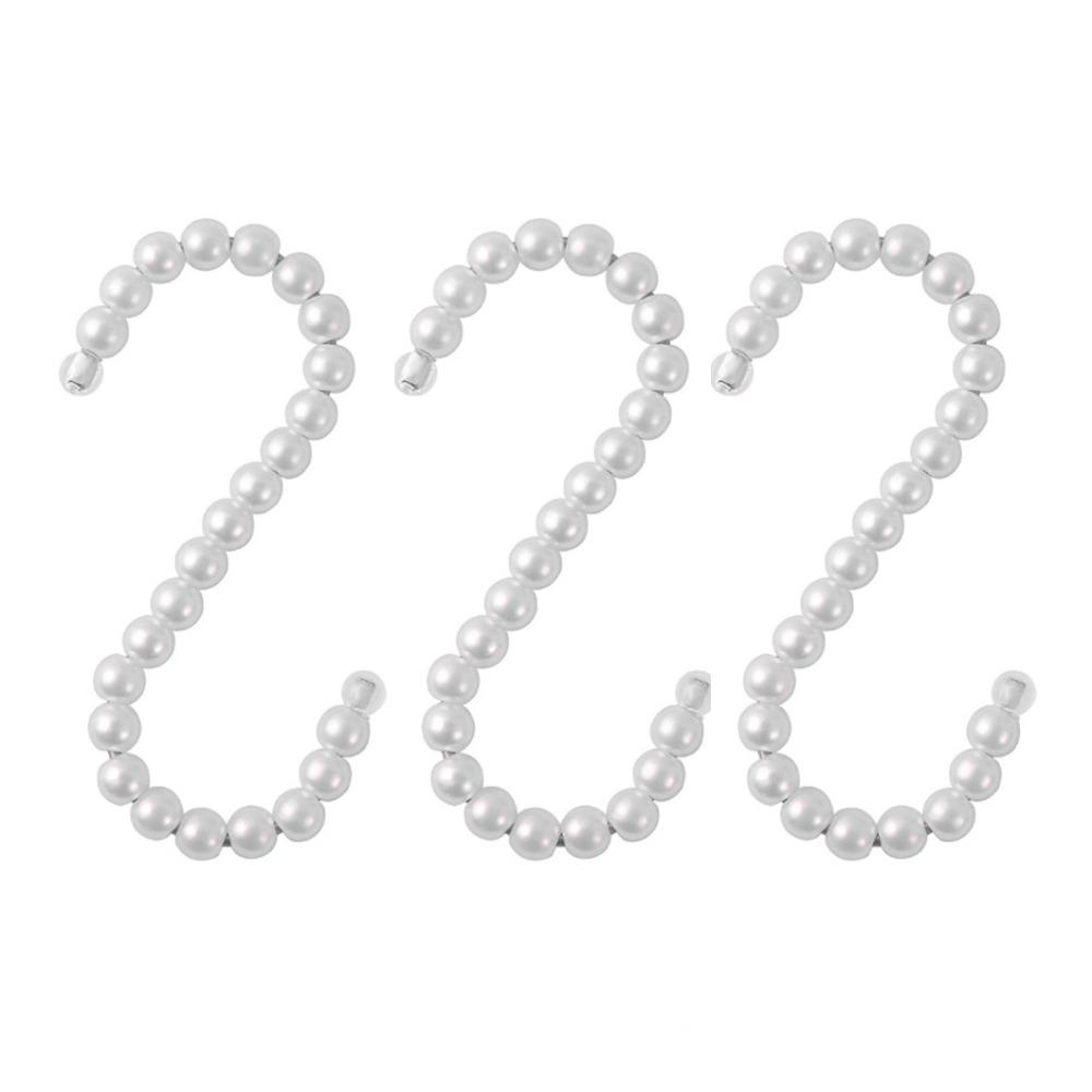 3PCS Artificial Pearl Hook Closet Hangers Non-Slip Clothes Hangers Coat Hook  Clothing Store белый